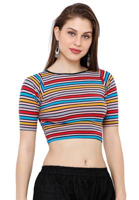 Women's Multicolour Casual Stretchable Readymade Saree Blouse 1