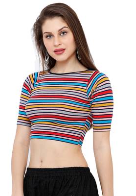 Women's Multicolour Casual Stretchable Readymade Saree Blouse 3