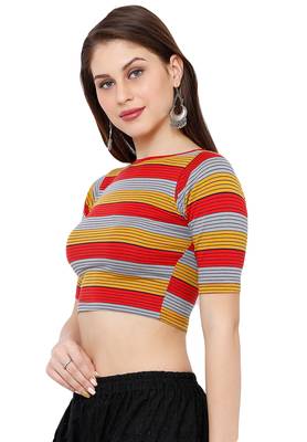 Women's Multicolour Casual Stretchable Readymade Saree Blouse 3