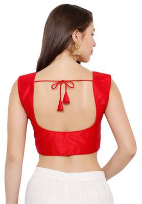 Women's Red Casual Embroidery Readymade Saree Blouse 2