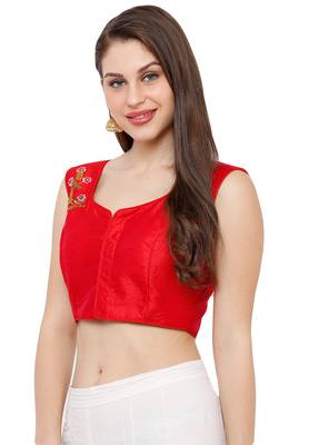 Women's Red Casual Embroidery Readymade Saree Blouse 3