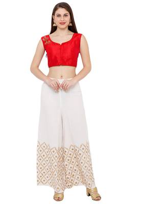 Women's Red Casual Embroidery Readymade Saree Blouse 5