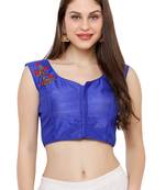 Women's Blue Casual Embroidery Readymade Saree Blouse