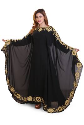 black moroccan ramadan islamic dubai kaftan farasha aari and stone work dress 3