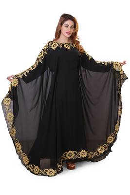 black moroccan ramadan islamic dubai kaftan farasha aari and stone work dress 4