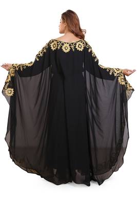 black moroccan ramadan islamic dubai kaftan farasha aari and stone work dress 5