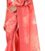 Women'S Red Chanderi Chex Floral Print Saree With Blouse