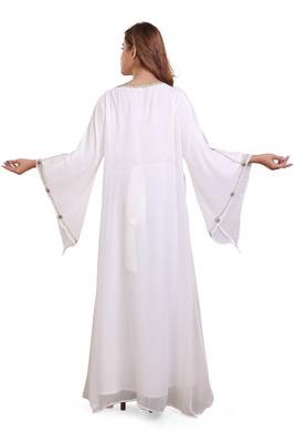 white moroccan ramadan islamic dubai kaftan farasha aari and stone work dress 5