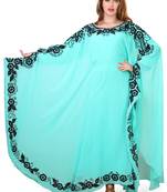 sea greeen moroccan islamic dubai kaftan farasha zari and stone work dress