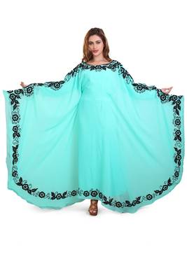 sea greeen moroccan islamic dubai kaftan farasha zari and stone work dress 2
