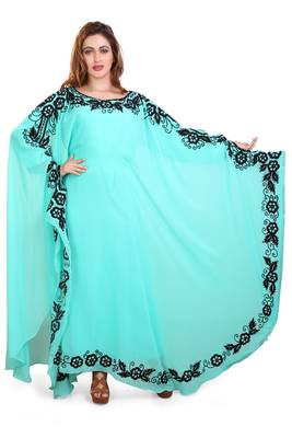 sea greeen moroccan islamic dubai kaftan farasha zari and stone work dress 4