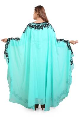 sea greeen moroccan islamic dubai kaftan farasha zari and stone work dress 5