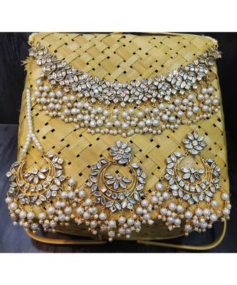 Kundan Pearl Gold Plated Necklace Set 1