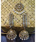 Kundan Pearl Gold Plated Jhumka Maang Tikka Set