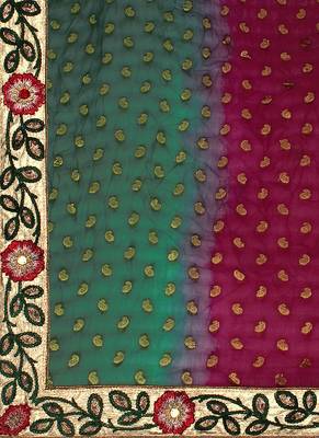 Cream Embroidered Net Saree With Blouse 4