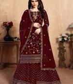 Maroon embroidered georgette salwar