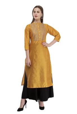 mustard Womens Embroidered polly silk RK2162A 1
