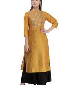 mustard Womens Embroidered polly silk RK2162A