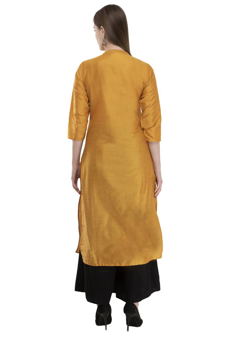 mustard Womens Embroidered polly silk RK2162A
