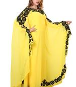 yellow moroccan islamic dubai kaftan farasha aari and stone work dress