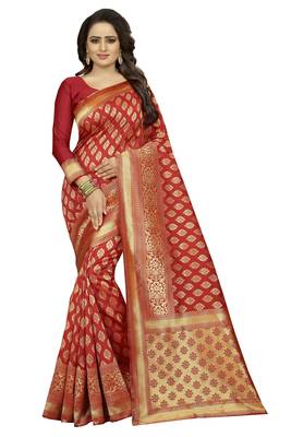 Red Rapier jacquard Silk Designer Saree With Blouse 1