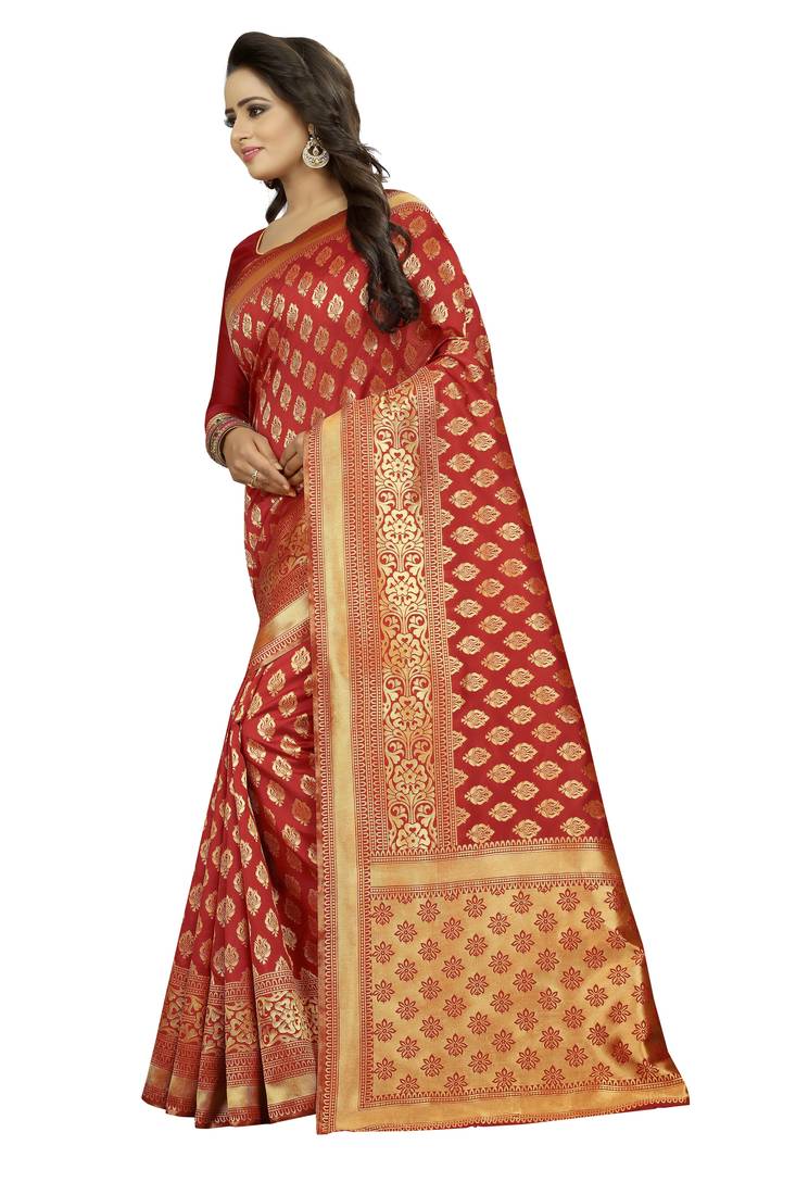 Red Rapier jacquard Silk Designer Saree With Blouse