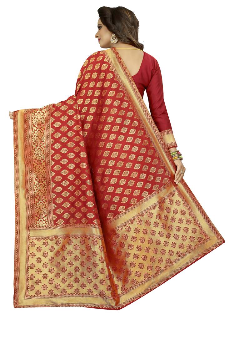 Red Rapier jacquard Silk Designer Saree With Blouse