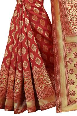 Red Rapier jacquard Silk Designer Saree With Blouse 4