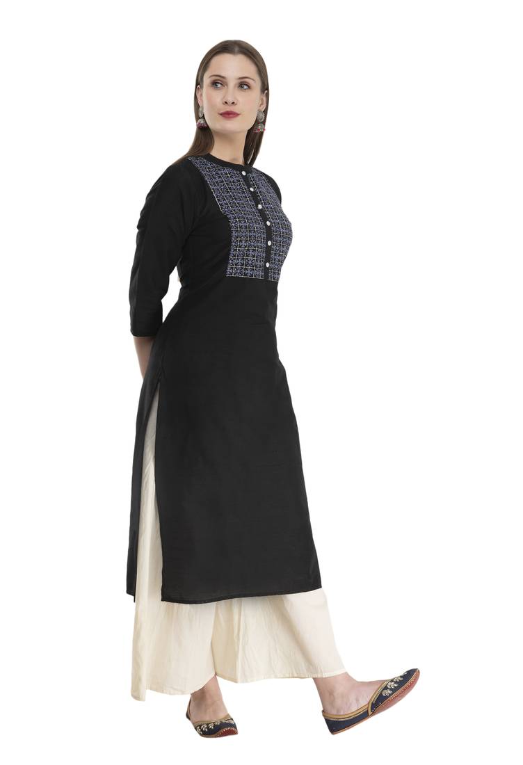 black Womens Embroidered polly silk RK2162B