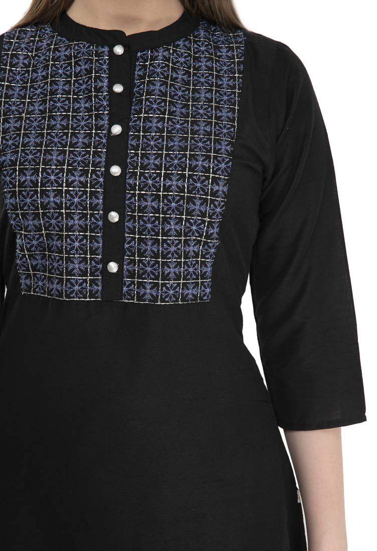 black Womens Embroidered polly silk RK2162B