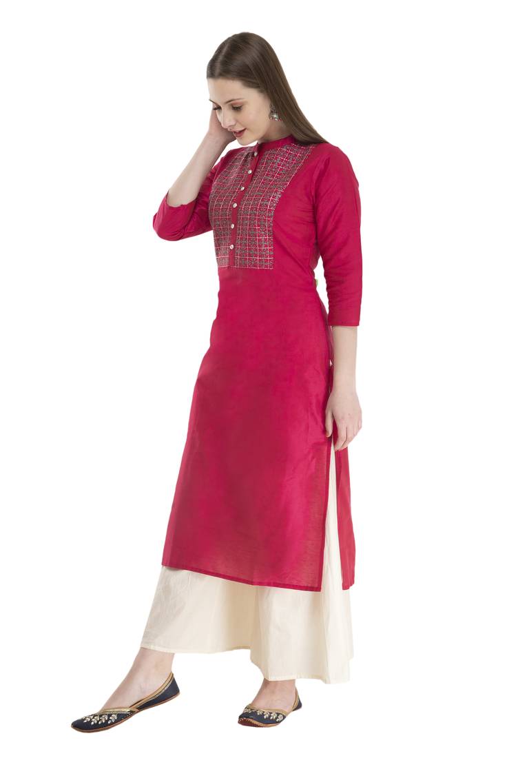 pink Womens Embroidered polly silk RK2162C