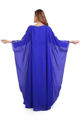 royal blue moroccan islamic dubai kaftan farasha zari and stone work dress 5