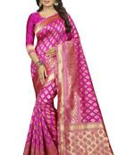 Rani Pink Rapier jacquard Silk Designer Saree With Blouse