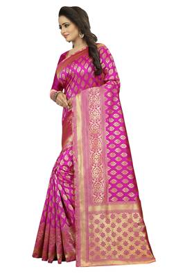 Rani Pink Rapier jacquard Silk Designer Saree With Blouse 2