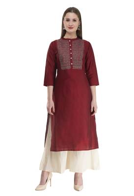 maroon Womens Embroidered polly silk RK2162D 1