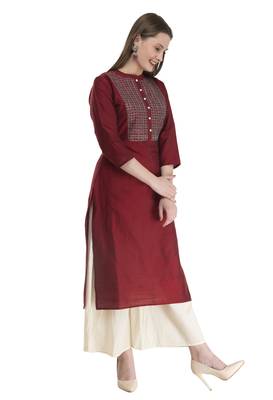 maroon Womens Embroidered polly silk RK2162D 3
