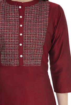 maroon Womens Embroidered polly silk RK2162D 4
