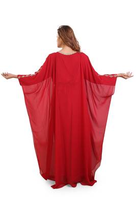 red embroidered georgette islamic kaftan ramadan karem caftan 5
