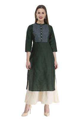 bottle green Womens Embroidered polly silk RK2162E 1