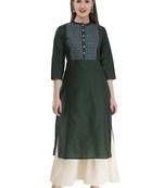 bottle green Womens Embroidered polly silk RK2162E