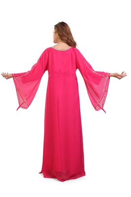 pink embroidered georgette islamic kaftan 5