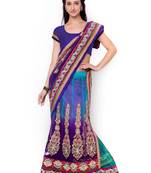 Violet Embroidered Net Saree With Blouse