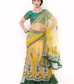 Yellow Embroidered Net Saree With Blouse