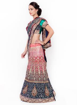 Multicolor Embroidered Chiffon Saree With Blouse 2
