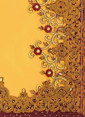 Yellow Embroidered Net Saree With Blouse 4