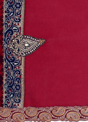 Multicolor Embroidered Chiffon Saree With Blouse 4