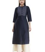 navy blue Womens Embroidered polly silk RK2162G