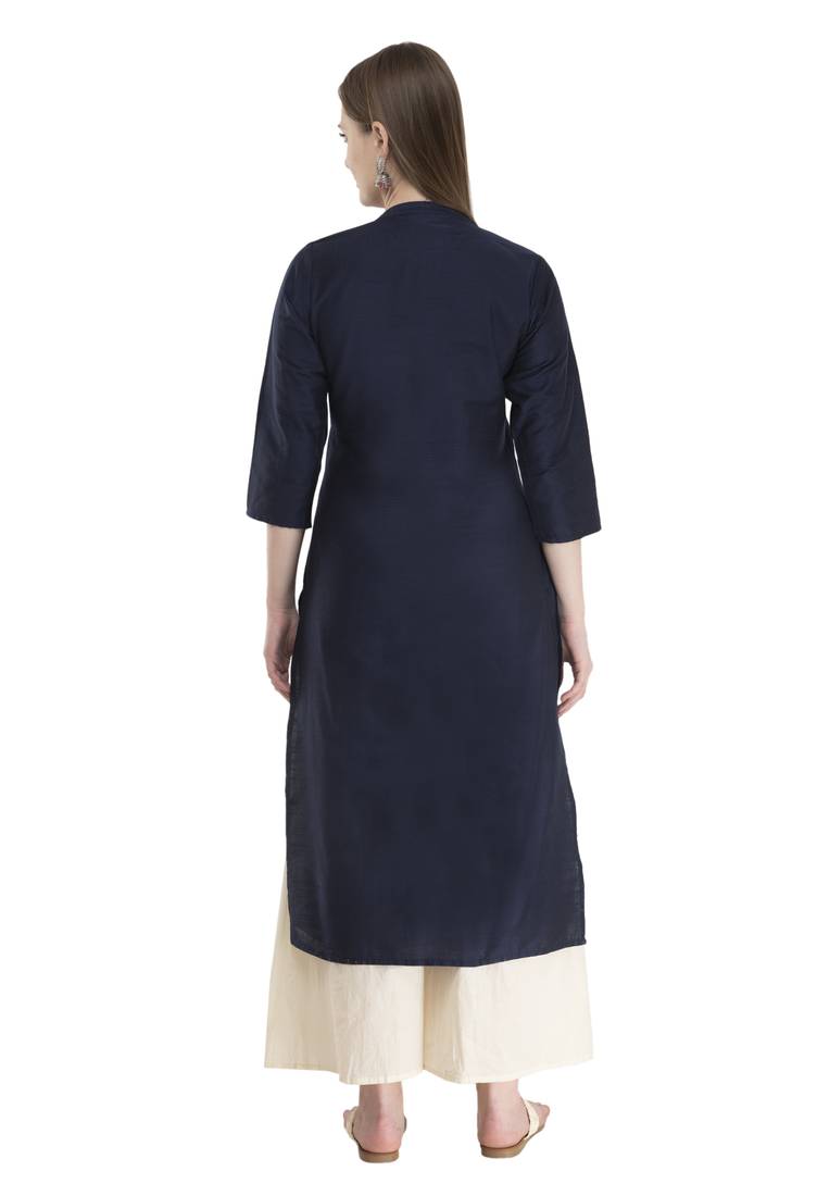navy blue Womens Embroidered polly silk RK2162G