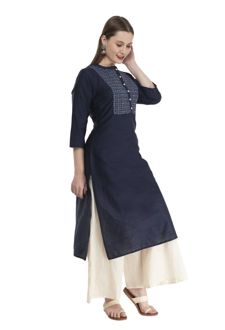 navy blue Womens Embroidered polly silk RK2162G