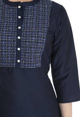 navy blue Womens Embroidered polly silk RK2162G 4